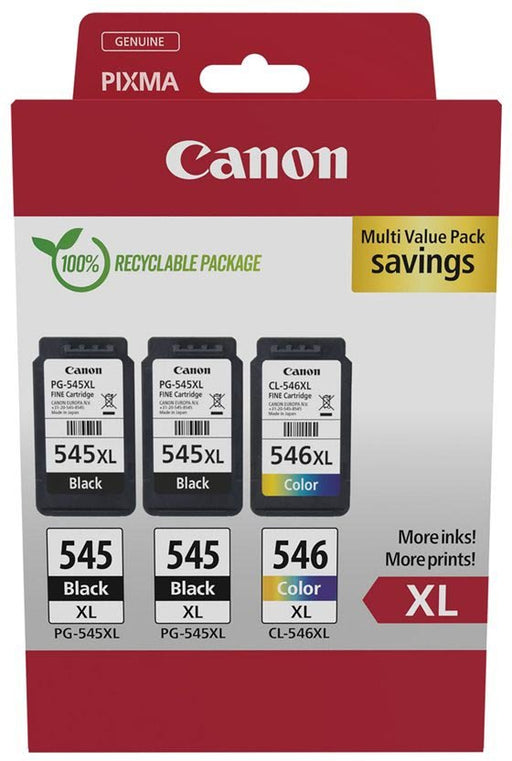 Canon inktcartridge 2 x PG - 545XL + 1 x CL - 546XL, 300 - 400 pagina's, OEM 8286B013, 4 kleuren - OfficeTown