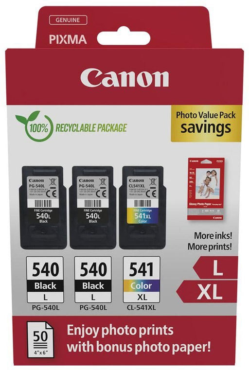 Canon photo value pack 2 x PG - 540L + 1 x CL - 541XL, 300 - 400 pagina's, OEM 5224B015, 4 kleuren - OfficeTown