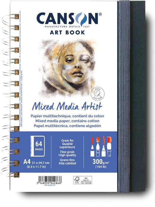 Canson Mixed Media Artiesten Notitieboek, 28 vellen, 300 g/m², formaat 21 x 29,7 cm (A4) - OfficeTown