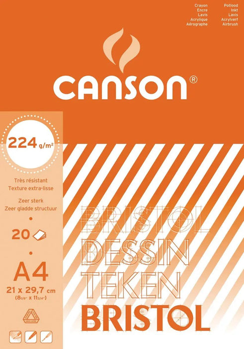 Canson tekenblok Bristol 20 vel 224 g/m² ft 21 x 29,7 cm (A4) - OfficeTown