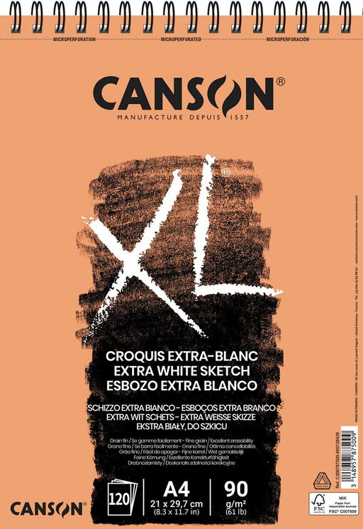 Canson XL Extra Wit Schetsblok A4 - 120 Vellen - OfficeTown