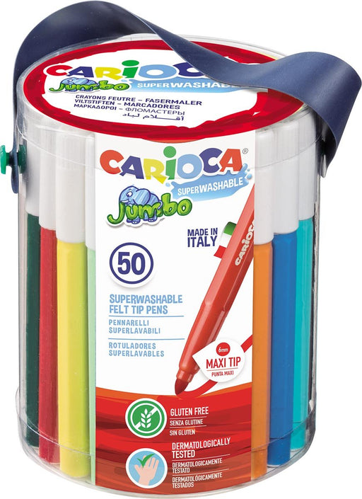 Carioca viltstiften Jumbo, 50 stuks in een plastic opbergpot - OfficeTown