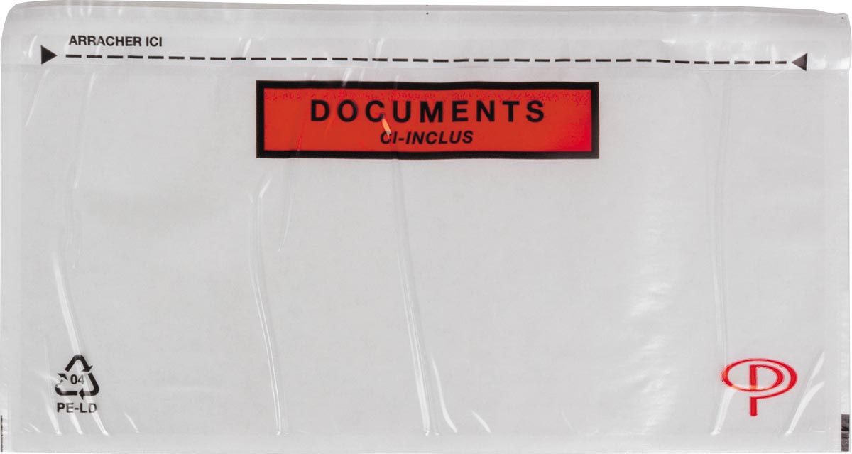 Pergamy transparant verzendzakje voor documenten, doos van 100 stuks
