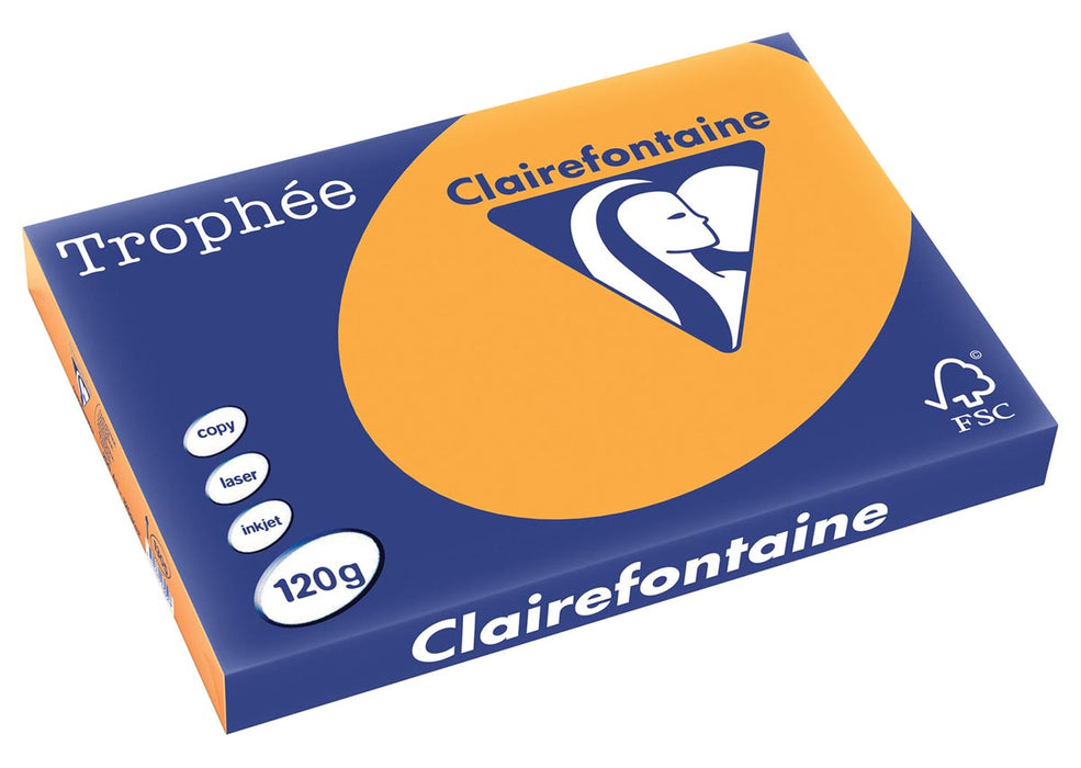 Clairefontaine Trophée Pastel, gekleurd A3-papier, 120 g, 250 vel, oranje
