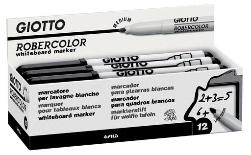 Giotto Robercolor whiteboardmarker, medium, ronde punt, zwart 12 stuks, OfficeTown