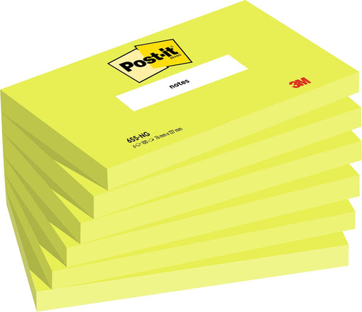 Post-it Notes, 100 vel, ft 76 x 127 mm, neongroen, pak van 6 blokken 12 stuks, OfficeTown
