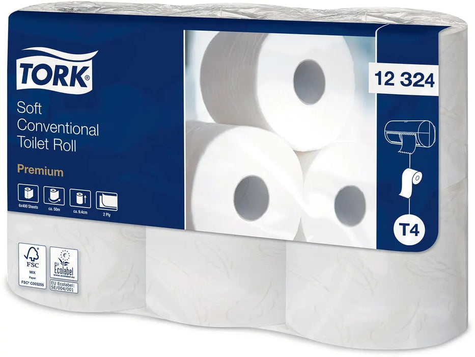 Tork toiletpapier Traditional, 2-laags, T4 Premium, wit, pak van 6 rollen