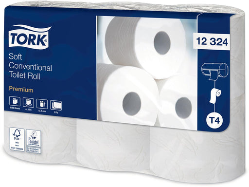 Tork toiletpapier Traditional, 2-laags, T4 Premium, wit, pak van 6 rollen 7 stuks, OfficeTown
