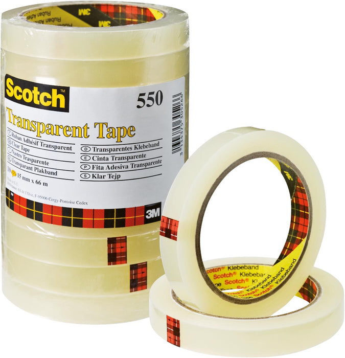 Scotch® tape 550, 15 mm x 66 m, 10 rollen 12 stuks