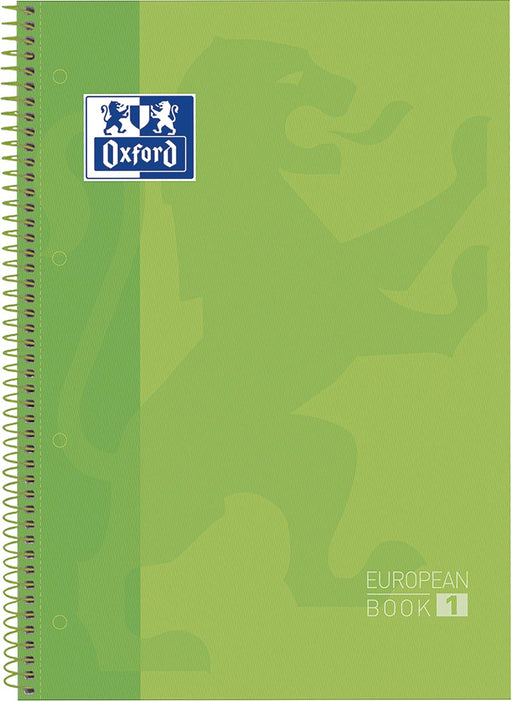 Oxford School Classic Europeanbook spiraalblok, ft A4+, 160 bladzijden, geruit 5 mm, groen 5 stuks, OfficeTown