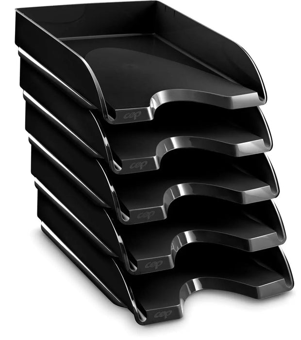 CepPro GreenSpeed brievenbakje, zwart - Voor ft A4, stapelbaar en schokbestendig - OfficeTown