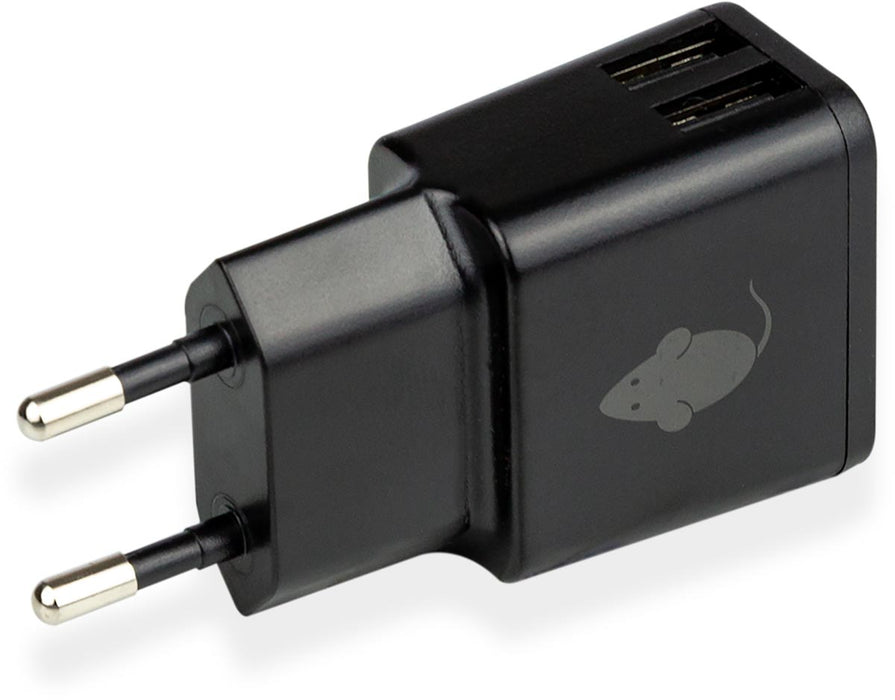 Groenmuis Dubbele oplader 2 x USB-A, Zwart