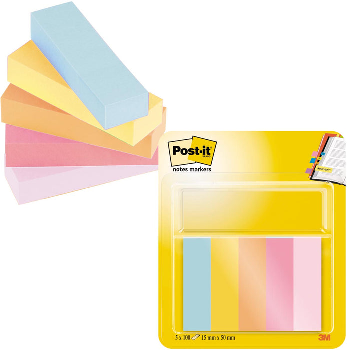 Post-it notitie markers Beachside, ft 15 x 50 mm, blister met 5 blokjes van 50 tabs