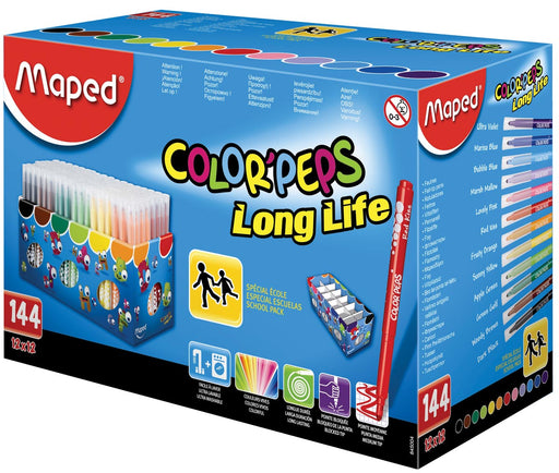 Maped Viltstift Color'Peps 144 stiften in een kartonnen doos (classpack) 4 stuks, OfficeTown