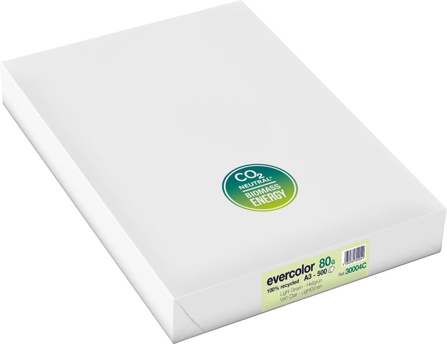 Clairefontaine Evercolor gekleurd gerecycled papier, A3, 80 g, 500 vellen, lichtgroen - OfficeTown