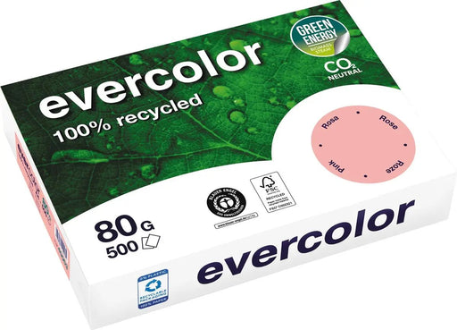 Clairefontaine Evercolor, gekleurd gerecycled papier, A4, 80 g, 500 vellen, roze - OfficeTown