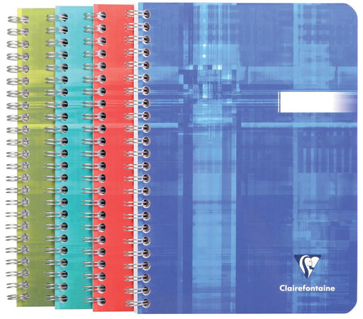 Clairefontaine schrift ft 14,8 x 21 cm, 180 bladzijden, gelijnd, spiraalbinding, geassorteerde kleuren 5 stuks - OfficeTown