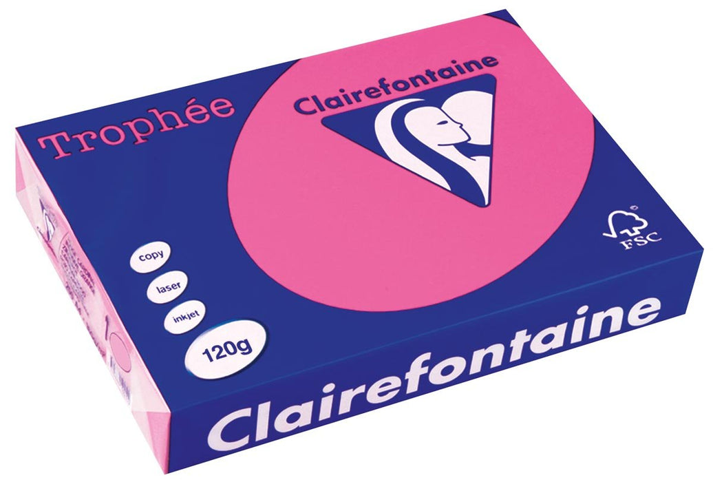 Clairefontaine Trophée Pastel, gekleurd papier, A4, 120 g, 250 vel, felroze - OfficeTown