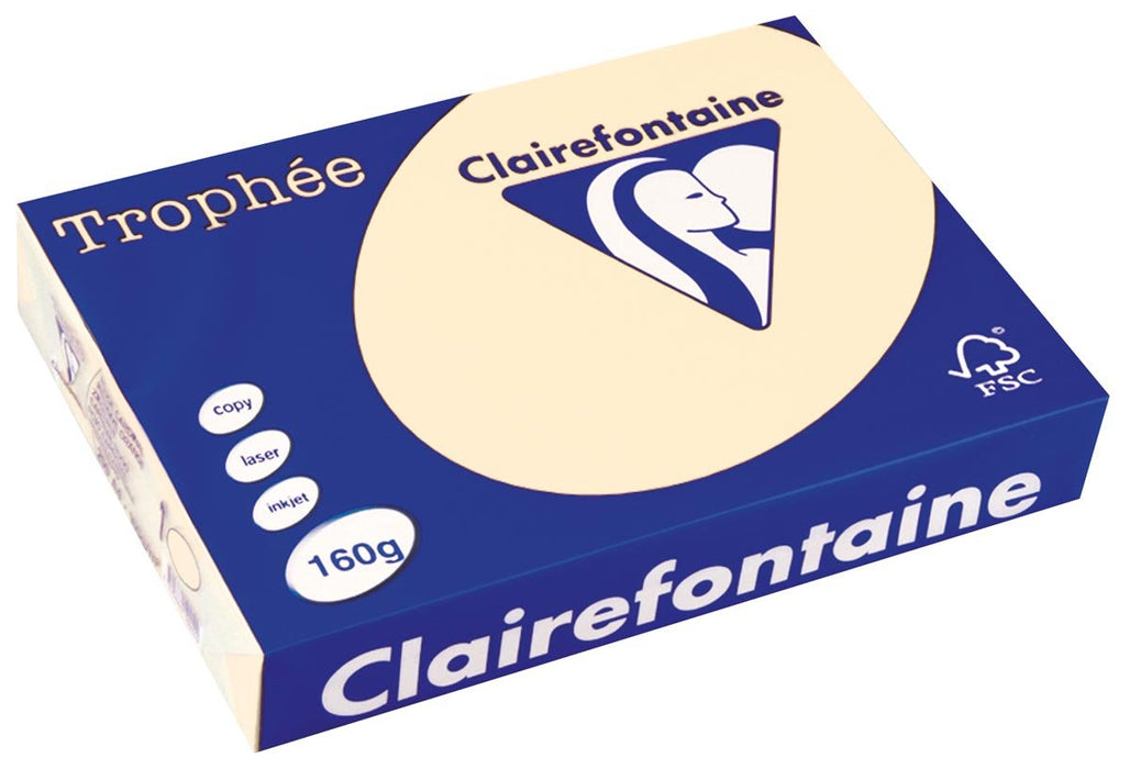 Clairefontaine Trophée Pastel, gekleurd papier, A4, 160 g, 250 vel, crème - OfficeTown