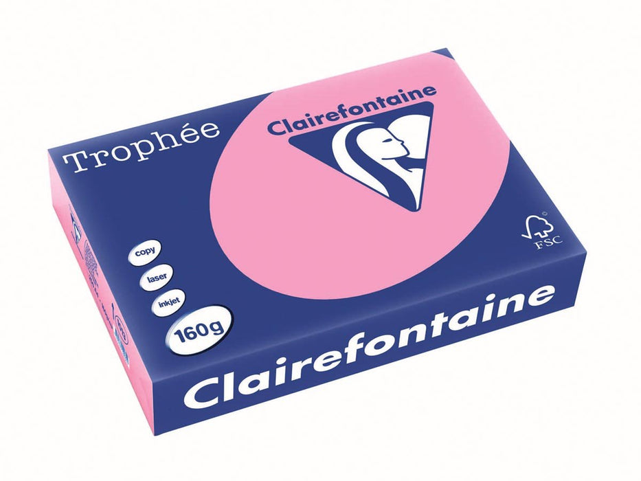 Clairefontaine Trophée Pastel, gekleurd papier, A4, 160 g, 250 vel, felroze - OfficeTown
