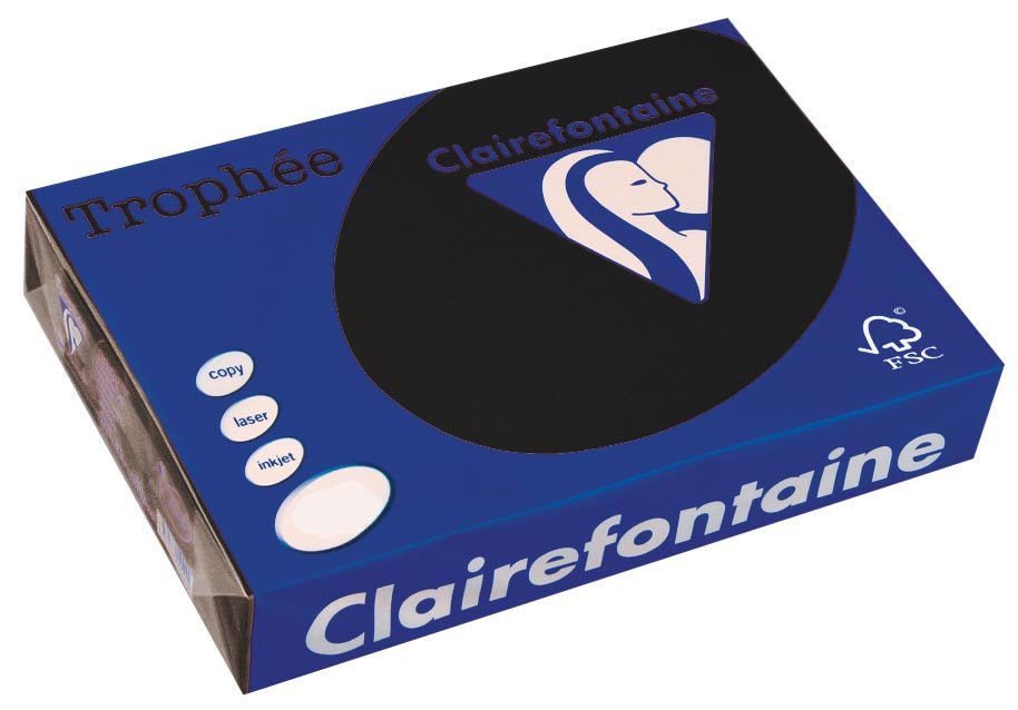 Clairefontaine Trophée Pastel, gekleurd papier, A4, 160 g, 250 vel, zwart - OfficeTown