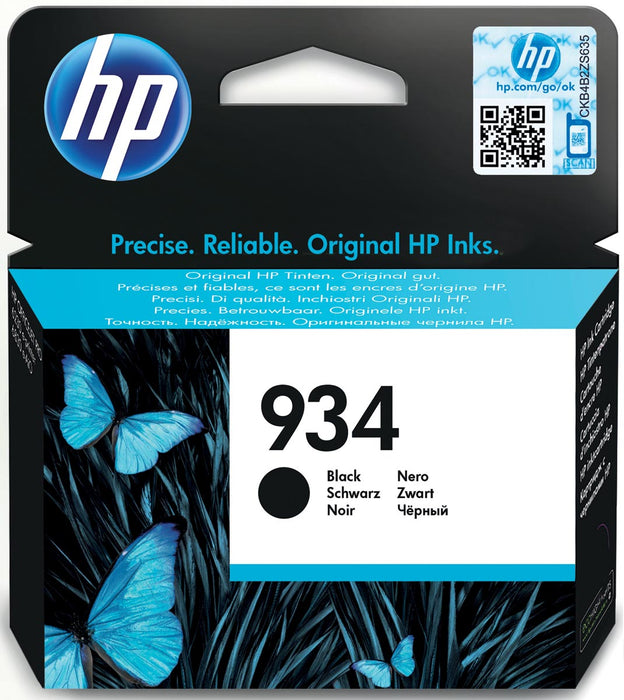 HP inktcartridge 934, 400 pagina's, OEM C2P19AE, zwart