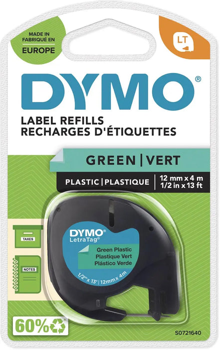 Dymo LetraTAG tape 12 mm, groen plastic