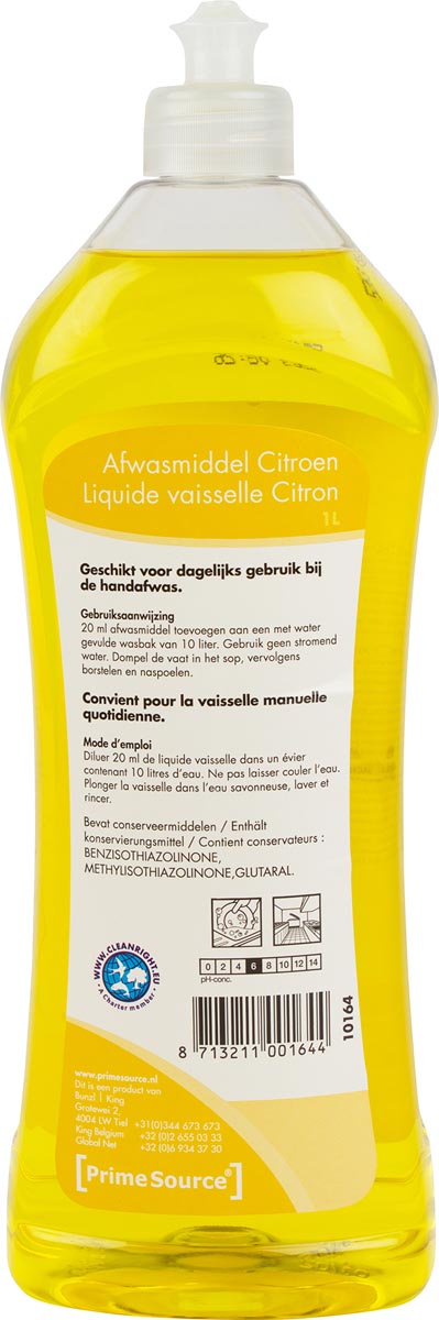 Primesource handafwasmiddel citroen, fles van 1 l 8 stuks, OfficeTown