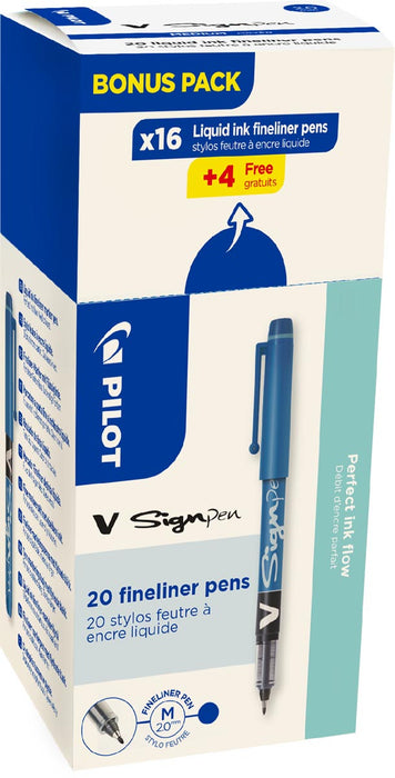 Pilot fineliner V-Sign Pen, blauw, 0,6 mm schrijfbreedte, doos van 20 stuks