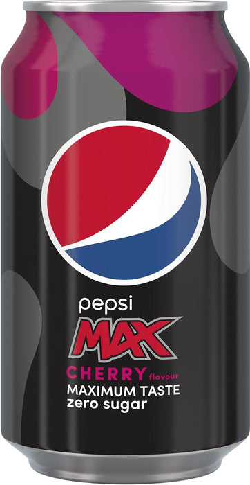 Pepsi Max frisdrank, cherry, blik van 33 cl, pak van 24 stuks