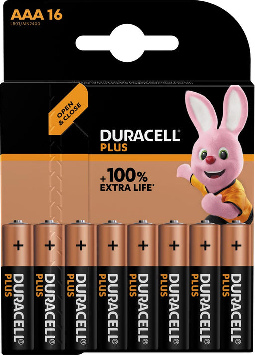 Duracell batterij Plus 100% AAA, blister van 16 stuks 10 stuks, OfficeTown