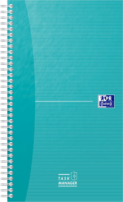 Oxford Office Essentials taskmanager, 230 bladzijden, ft 14,1 x 24,6 cm, aqua 5 stuks