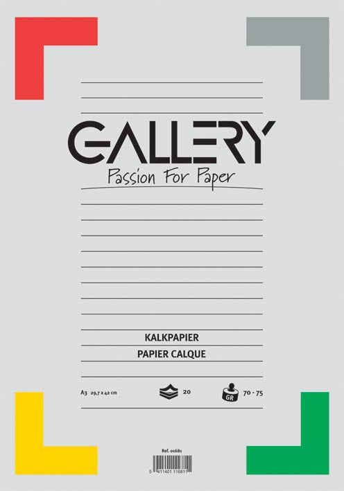 Gallery kalkpapier, ft 29,7 x 42 cm (A3), blok van 20 vel 10 stuks, OfficeTown
