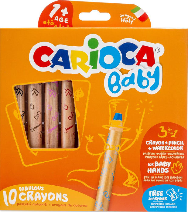 Carioca driekleurig potlood voor baby's, assorti kleuren, 10 stuks in een kartonnen etui
