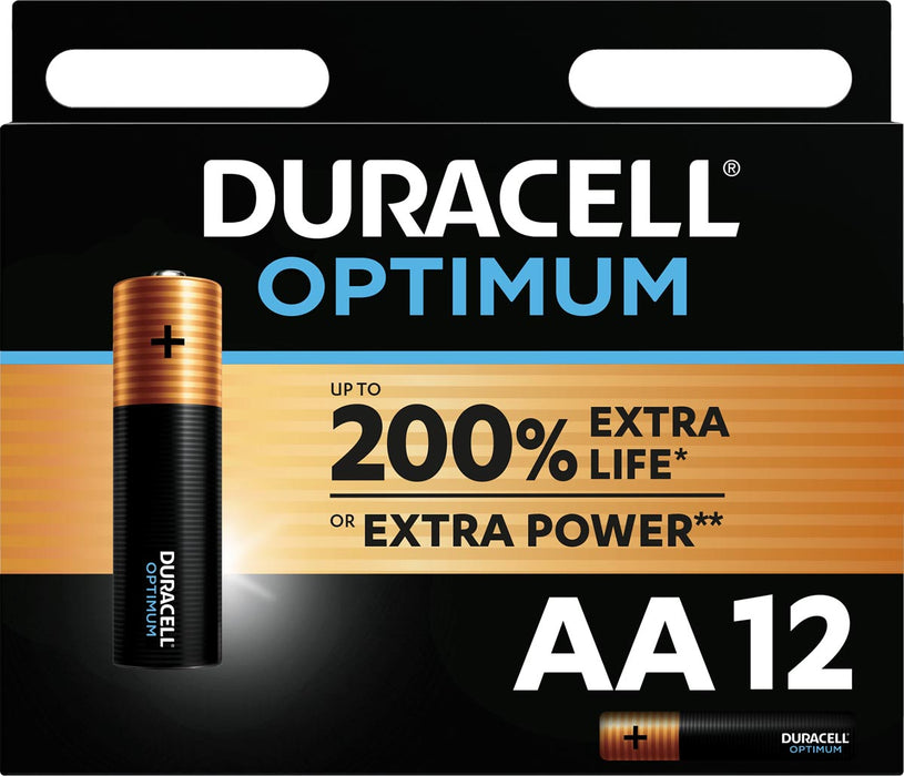 Duracell batterij Optimum AA, blister van 12 stuks 8 stuks, OfficeTown