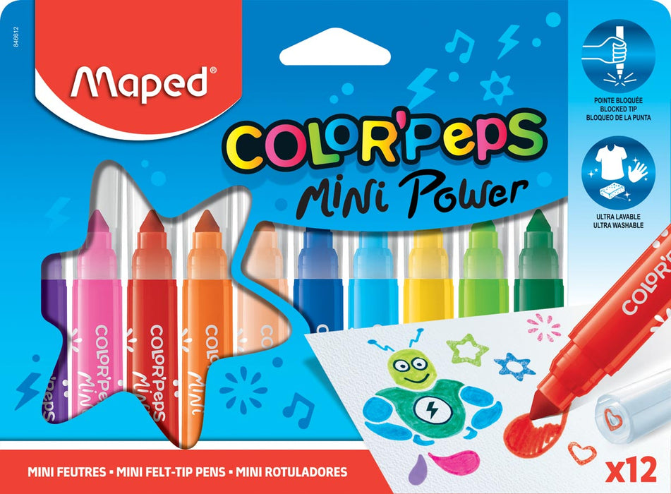 Maped viltstift Color'Peps Mini Jumbo, etui van 12 stuks in geassorteerde kleuren 12 stuks, OfficeTown
