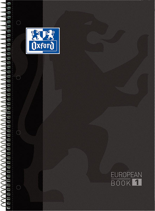Oxford School Classic Europeanbook spiraalblok, ft A4+, 160 bladzijden, geruit 5 mm, zwart 5 stuks, OfficeTown
