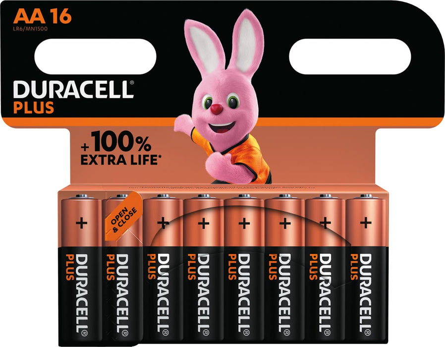 Duracell Plus 100% AA-batterijen, blister van 16 stuks