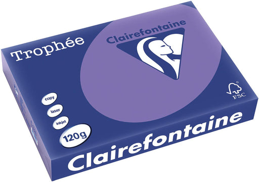 Clairefontaine Trophée Intens, gekleurd papier, A4, 120 g, 250 vel, violet 5 stuks, OfficeTown