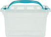 Whitefurze Carry Box opbergdoos 13 liter, transparant met blauwe handvaten 4 stuks, OfficeTown