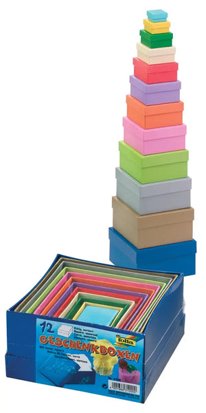Folia cadeaudozen vierkant, grootste maat: 14,5 x 7,5 cm (l x h), kleinste maat: 3,5 x 2 cm (l x h)