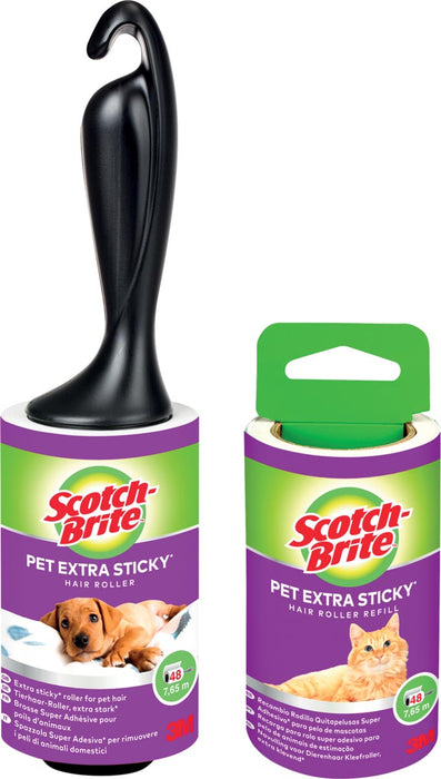 Scotch Brite pluisrollers, extra kleverig voor dierenhaar, 48 vellen