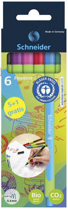 Schneider Line-Up fineliner 0,4 mm, 5 + 1 gratis, assorti Schneider