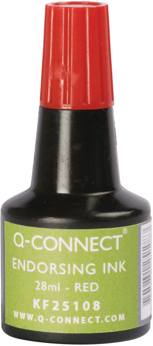 Q-CONNECT stempelinkt, 28 ml fles, in het rood