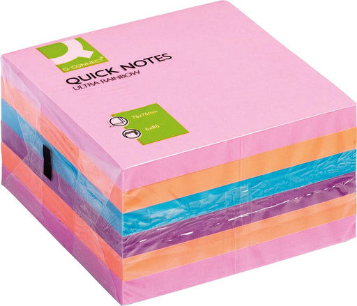 Q-CONNECT Quick Notes, ft 76 x 76 mm, 80 vel, pak van 6 blokken in 4 verschillende kleuren 12 stuks, OfficeTown