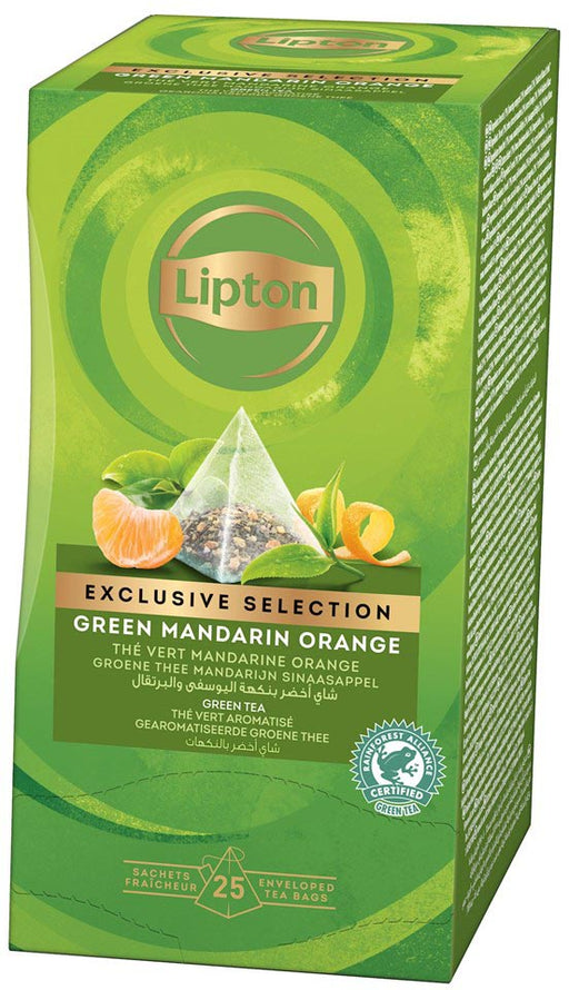 Lipton thee Exclusive Selection, groene thee mandarijn sinaasappel, doos van 25 zakjes 6 stuks, OfficeTown