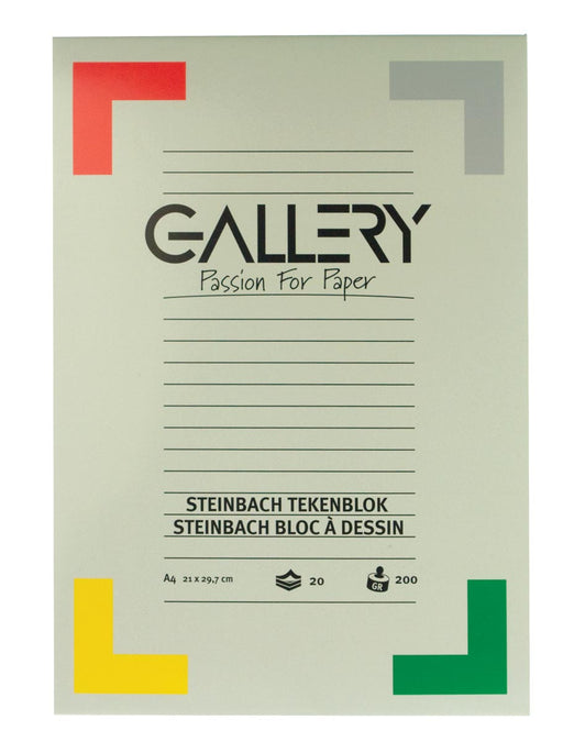 Gallery Steinbach tekenblok, gekorreld, ft 21 x 29,7 cm (A4), 200 g/m², blok van 20 vel 10 stuks, OfficeTown