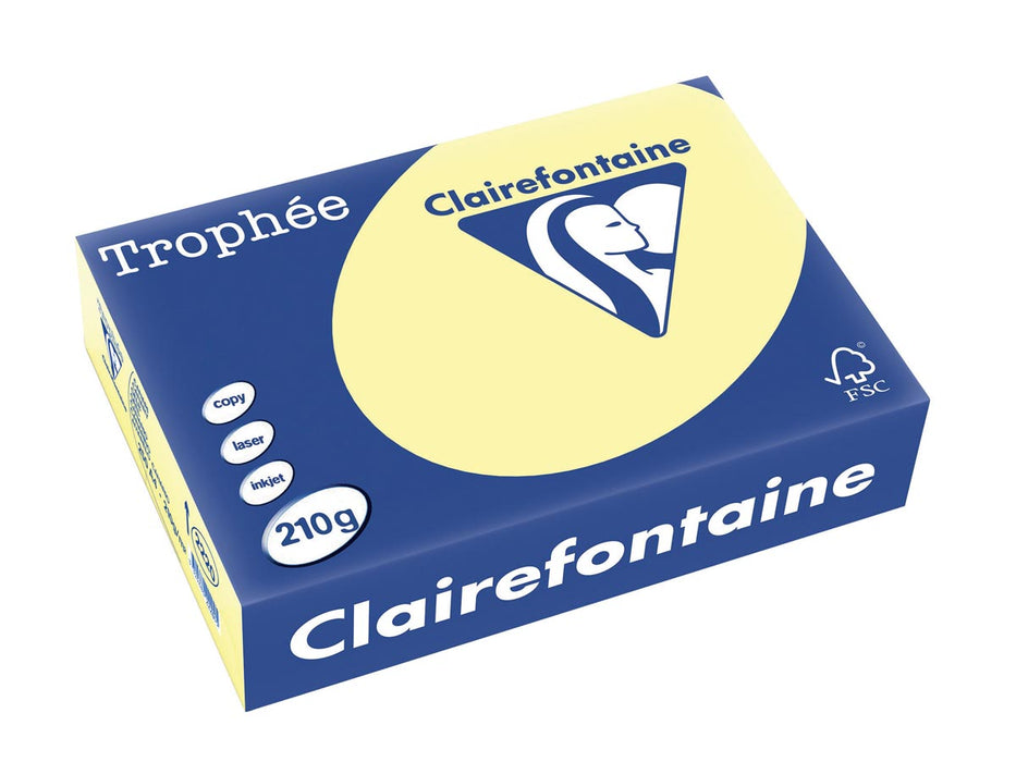 Clairefontaine Trophée Pastel, gekleurd papier, A4, 210 g, 250 vel, kanariegeel