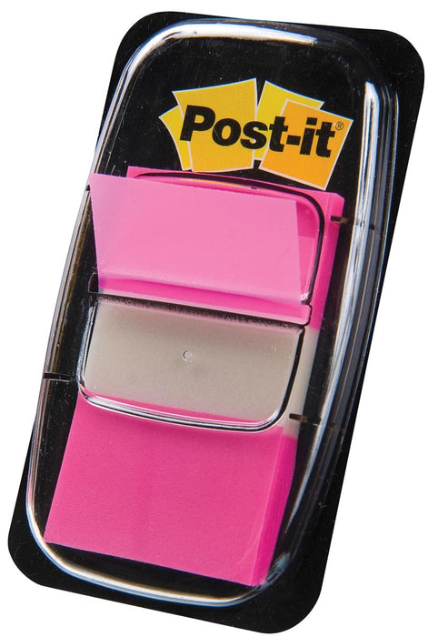 Post-it index standaard, ft 24,4 x 43,2 mm, houder met 50 tabs, roze
