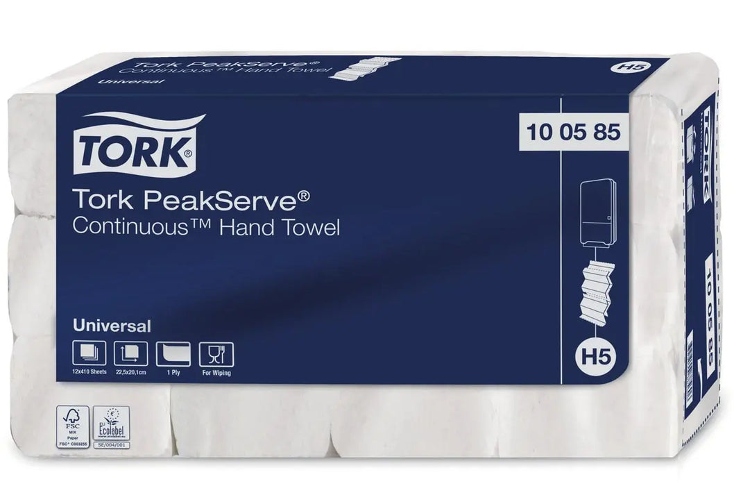 Tork Peakserve Continue handdoek, 1-laags, H5 Universal, wit, pak van 12 stuks